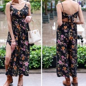 American Eagle Black Floral Jumpsuit